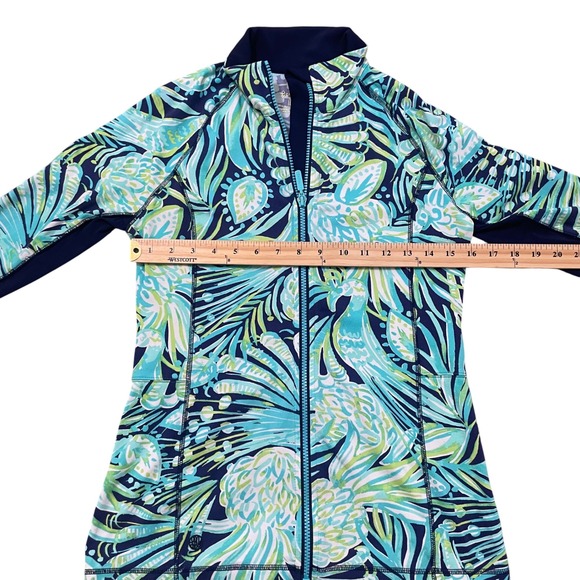 Lilly Pulitzer Luxletic Zip Up Jacket Birds Tropical Print Navy Blue XS - Picture 4 of 9